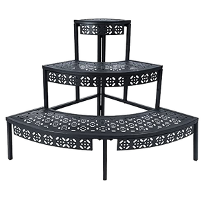 Grande étagère d'angle en métal de style escalier pour plantes, support de pot de fleurs pour intérieur et extérieur, ensemble de support de présentation de quart - Product Image 1