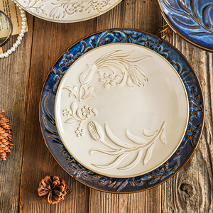 Assiette à dessert en céramique sur pied, plateau de luxe pour la maison, vaisselle de cuisine, assiette de dîner - Product Image 3