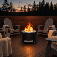 Coffret Cadeau Naturel : Brasero de Jardin Portable en Acier Inoxydable de 19,5 po, Foyer Extérieur à Bois, Barbecue Sans Fumée, Chauffage de Terrasse