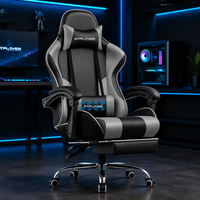 Fauteuil de bureau et gaming en cuir au design moderne, pivotant à 360°, avec vérin à gaz 3 positions, pieds coniques, repose-pieds et support lombaire réglables en hauteur - Vente en gros