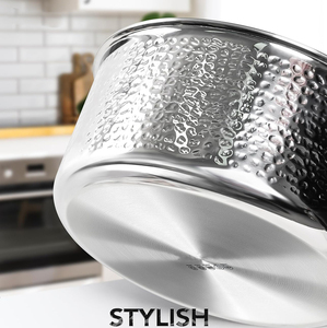 High Quality No Coating Stainless Steel Handles Gas Induction 6-Piece Hammer Triply Stainless Steel Saucepan Cookware Set - Product Image 4
