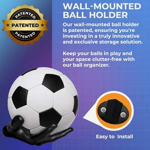 Hold My Ball <b>Wall</b>-Mounted Sports Ball Holders for Left/Right Hand Polished <b>Black</b> Resin Display <b>Shelves</b> for Basketball Volleyball - Product Image 4