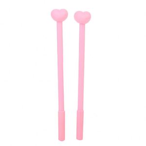 Promotional Creative Girl's Love Heart Shaped Pink Plastic Gel <b>Pen</b> With Manufacturer Printed Customized Logo for Student - Product Image 1