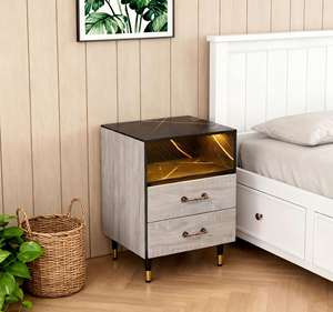 <span class=keywords><strong>โต๊ะ</strong></span><span class=keywords><strong>ข้าง</strong></span><span class=keywords><strong>เตียง</strong></span>หรูหราด้วยสำเนียงสีทองและลิ้นชักคู่ - Product Image 4