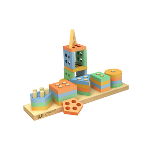 Gioco Educativo Montessori in Legno, Blocchi Geometrici Impilabili, Regalo per l'Apprendimento dei Bambini, Sviluppo delle Abilità Motorie Fini Prescolare - Product Image 2