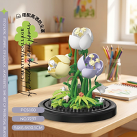 Ensemble de blocs de construction floraux 160 pièces, kit de modèle de bouquet artistique en ABS avec couvercle anti-poussière, jouet DIY pour les 7-9 ans, décoration maison et bureau