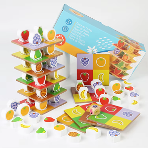 Blocs empilables de fruits en bois | Jouet de tour d'empilage éducatif pour enfants, <span class=keywords><strong>jeu</strong></span> d'empilage de table interactif parent-enfant - Product Image 5