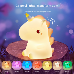 USB Rechargeable Unicorn Silicone Night <b>Light</b> RGB Touch Control LED Lamp for Kids Bedroom <b>Sleeping</b> - Product Image 4