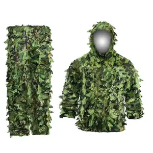 BAIGE Halloween 3D Leafy Ghillie Suit Outdoor Woodland Green Camo Ghillie Costume Jungle Hunting Leaf Ghillie Suit para hombres