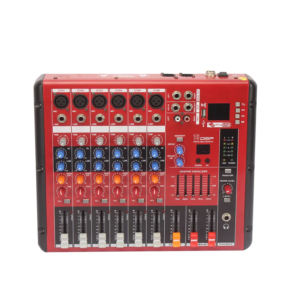 Audio Mixer SMR601 6 Channel USB Interface Controller Best Sound Effect Mixer DJ Console For Home And KTV Music Karaoke