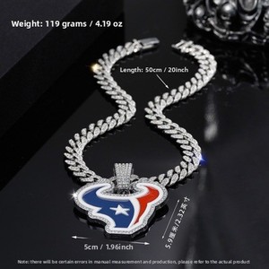 Collar con colgante del equipo de fútbol americano de la NFL Houston Texans, estilo europeo-americano transfronterizo, unisex, hip hop, exagerado, de aleación de bambú. - Product Image 4