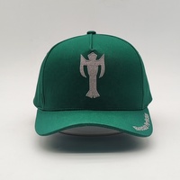 Gorra Snapback OEM A-Frame con logo bordado en la corona, verde, 100% algodón twill, personalizada, de 5 paneles, con visera curva, al por mayor