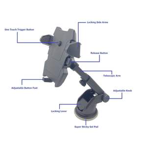 Support de téléphone portable Db pour voiture, col long réglable, pour pare-brise BMW, support de tableau de bord, stable, rotatif, en plastique noir - Product Image 1