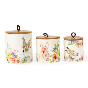 Wholesale Kitchen Ceramic Container Food Storage   Container Jar with Wood Lid