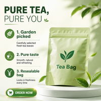 Sachet Doypack en plastique thermoscellable à impression numérique, faible MOQ, pour poudre de thé vert Matcha, pour salade et lait, échantillon gratuit