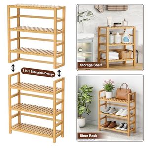Wholesale 6-Tier Natural Non-Folding Precision-Made Adjustable Layer Multipurpose Rack Standing Doors/On Walls <b>Storage</b> - Product Image 3