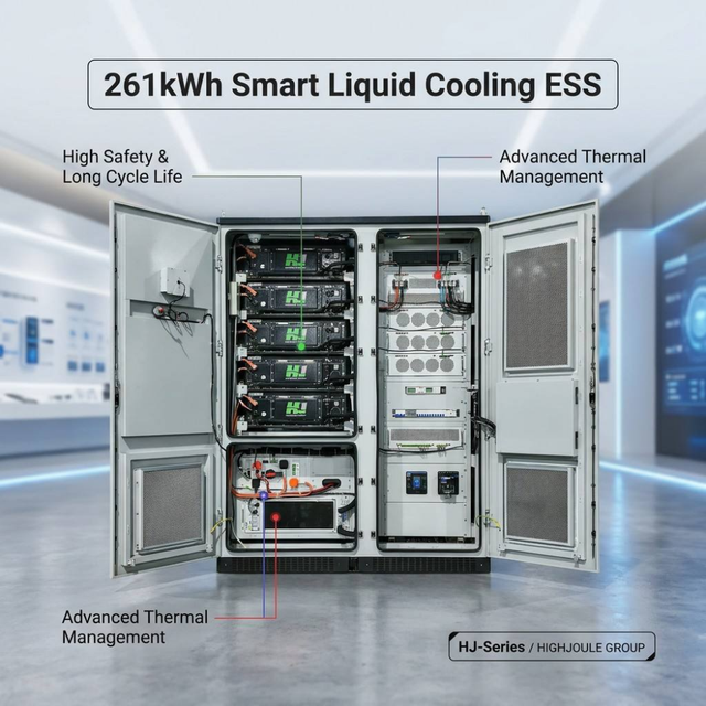 HJ OEM ODM 100kW 261kWh Liquid Cooling BESS Smart EMS Energy Storage Cabinet for Grid Tie Application