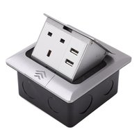 Prise de sol encastrée en alliage d'aluminium avec 2 prises de courant britanniques et un port de données RJ45 CAT6 pour usage professionnel
