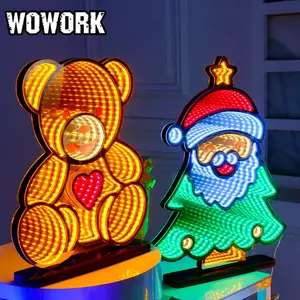 WOWORK wholesale Christmas gift for kid 3D 2D Led abyss infinity mirror light sign for home room decoration