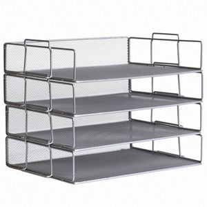 <b>Desktop</b> Letter Tray File Organizer Sorter Desk Document Organizer <b>Shelf</b> Tray Magazine Holder 4 Tier Stackable Heavy Duty Metal - Product Image 3