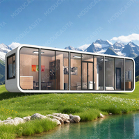 Cabane de jardin Apple Pod avec design moderne, structure en acier modulaire pour l'extérieur, appartement, hôtel, chambre, maison conteneur