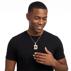 Pendentif personnalisé en argent sterling 925 avec lettre initiale A-Z en moissanite VVS, style hip-hop, bijou pour homme avec lettre sertie de diamants - Product Image 5