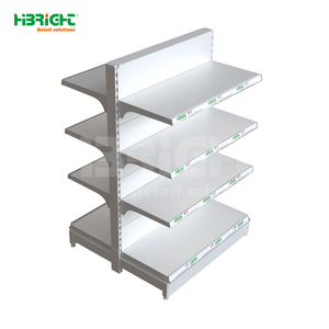 מדפי גונדולה פתוחים מאחור, 1+4 שכבות, ממתכת לבנה בהירה, לסופרמרקט/חנות מכולת - Product Image 4