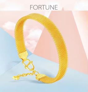 Bracelets en or jaune véritable 24 carats G9999, bijoux solides pour femmes, cadeau de mariage personnalisé, élastique, luxe, Xinfly - Product Image 4