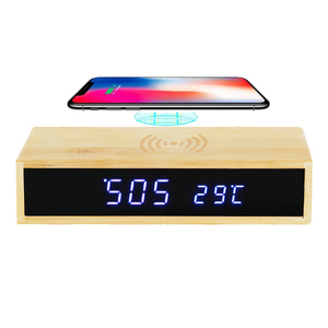 Biểu Tượng Tùy Chỉnh Kỹ Thuật Số Tre LED Đồng Hồ Hiển Thị Nóng Không Dây Sạc Bàn Đồng Hồ Cho Nhà Phòng Khách Hoặc Văn Phòng Sử Dụng Gỗ Chất Liệu - Product Image 3