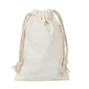 Sac à cordon en coton biologique en gros, petite pochette, logo personnalisé, emballage cadeau écologique pour bijoux, promotion de vente au détail - Product Image 2