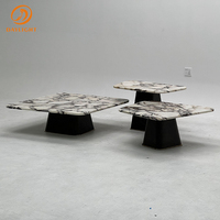 Ensemble de tables basses en marbre et verre, style nordique, illumine le salon