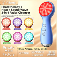 Cepillo de Limpieza Facial Eléctrico Ultrasónico de Silicona Líquida, Impermeable, con 7 Colores de Luz, Compresa Caliente, 3 Velocidades, Limpieza Profunda