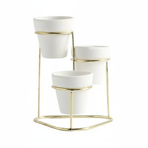 Mini jardinière succulente avec support en métal or naturel brillant poli décoration de jardin pot de fleur articles de décoration pour la maison - Product Image 1