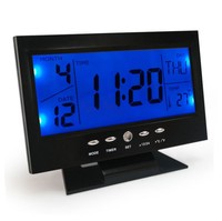 Jam Meja Digital Layar LCD Besar dengan Kalender dan Kontrol Suara