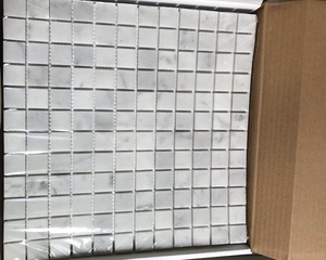 Azulejo de mosaico con forma cuadrada para baño y cocina, azulejo de mármol blanco de Carrara para ducha contra salpicaduras de suelo y pared, <span class=keywords><strong>1x1</strong></span> - Product Image 2