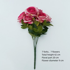 Fabricantes Venta Directa 7 cabezas Medio <span class=keywords><strong>Rosa</strong></span> En <span class=keywords><strong>La</strong></span> Cabeza Pared Flor Artificial <span class=keywords><strong>Rosa</strong></span> - Product Image 2