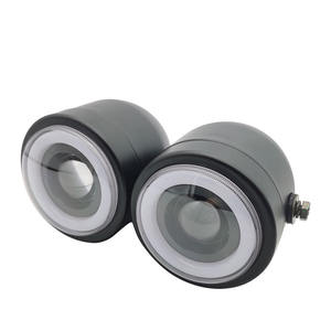 Faro doble para motocicleta <span class=keywords><strong>Cafe</strong></span> Racer LED Angel Eyes soporte de montaje de faro doble Luz de bicicleta para Prince Harley CG125 - Product Image 1