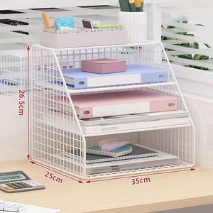 Xi Peptide – support de fichiers de bureau à 3 niveaux, 25x35x26,5 cm, organisateur de rangement en fil métallique pour bureau, maison, salle d'étude - Product Image 1