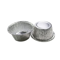WB Einweg-Aluminiumfolienbehälter aus Zellstoff, 0,05 mm dick, für Muffins, Pudding, Backförmchen, lebensmittelecht, runde Eierkuchenform, silber