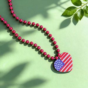Collar de Cadena con Cuentas del 4 de Julio, Día de la Independencia Americana, Acrílico Plateado, Accesorios de Disfraces, Colgante de Bandera, Decoración - Product Image 2