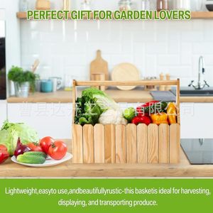 ตะกร้าเก็บของไม้ทรงสี่เหลี่ยมรักษ์โลกสำหรับใส่ผักผลไม้ในสวน - Product Image 2