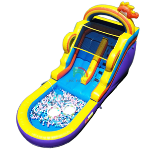 THUY LINH Commercial PVC <b>Inflatable</b> Water Slide Bounce House Kids Home Use Indoor/Outdoor Jump Bouncer Pool Blower 500kg - Product Image 1