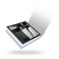 Boîte cadeau rigide personnalisée avec couvercle et base en argent, extérieur blanc, pour emballages de cosmétiques et de parfums de luxe