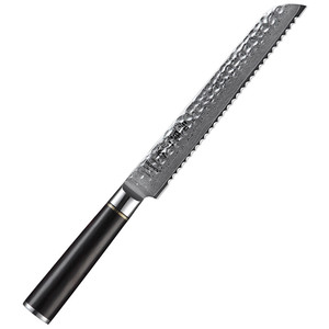 <span class=keywords><strong>Coltello</strong></span> da <span class=keywords><strong>pane</strong></span> professionale da 8 pollici in acciaio Damasco con manico in legno Pakka personalizzato - Product Image 6