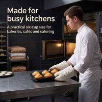 GEMHYE Ensemble de moules à muffins ronds en acier au carbone résistant à la chaleur, 4, 6 ou 12 cavités, antiadhésifs, écologiques, jetables et durables
