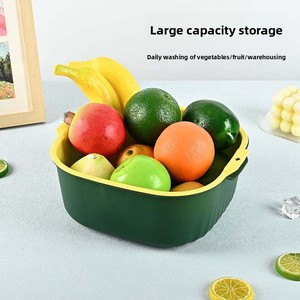 Passoire carrée double couche, fabrication directe usine Chine, commande en gros personnalisée, panier de lavage et d'égouttage pour fruits et légumes de cuisine, FDA/BPA - Product Image 4