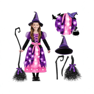 <span class=keywords><strong>Costume</strong></span> <span class=keywords><strong>da</strong></span> Strega per Bambini 2026 con Scopa, Abito per Spettacoli e Cosplay in Stile Europeo e Americano - Product Image 1