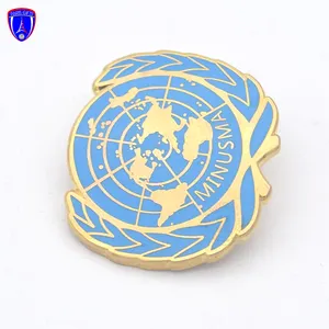 High quality hard enamel United Nations flag pin badge gold pin made in China