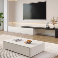 Meuble TV en bois sur mesure pour salon, design moderne, modulaire, avec rangement et présentoir