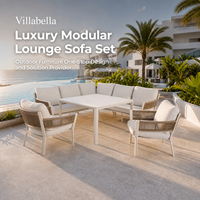 Conjunto de Sofás Seccionales Modernos para Exteriores Villabella, con Estructura de Aluminio y Tejido de Cuerda, Muebles de Jardín para Proyectos de Hoteles y Resorts de Lujo